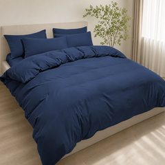 Set Copripiumino in Microfibra con Federa - Blu / 240x220 CM 2 Federe 65x65