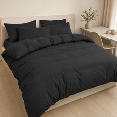 Set Copripiumino in Microfibra con Federa - Nero / 230x220 CM 2 Federe 50x80
