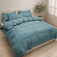 Set Copripiumino in Microfibra con Federa - Verde / 260x240 CM 2 Federe 65x65