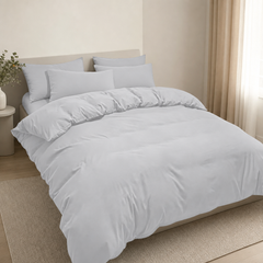 Set Copripiumino in Microfibra con Federa - Grigio Chiaro / 230x220 CM 2 Federe 50x80