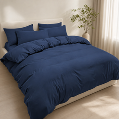 Set Copripiumino in Microfibra con Federa - Blu / 260x240 CM 2 Federe 65x65