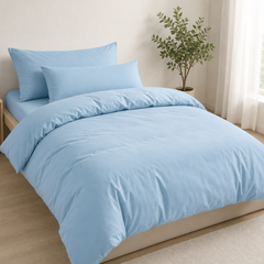 Set Copripiumino in Microfibra con Federa - Celeste / 135x200 CM 1 Federa 50x80