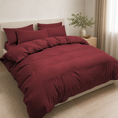Set Copripiumino in Microfibra con Federa - Bordeaux / 260x240 CM 2 Federe 50x80