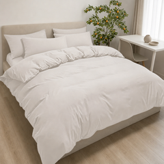 Set Copripiumino in Microfibra con Federa - Beige / 260x240 CM 2 Federe 50x80