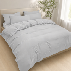 Set Copripiumino in Microfibra con Federa - Grigio Chiaro / 200x200 CM 2 Federe 65x65