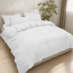 Set Copripiumino in Microfibra con Federa - Bianco / 240x220 CM 2 Federe 65x65