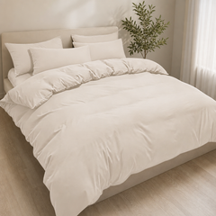 Set Copripiumino in Microfibra con Federa - Beige / 260x240 CM 2 Federe 65x65