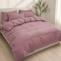 Set Copripiumino in Microfibra con Federa - Rosa Scuro / 260x240 CM 2 Federe 50x80