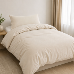 Set Copripiumino in Microfibra con Federa - Beige / 155x200 CM 1 Federa 50x80