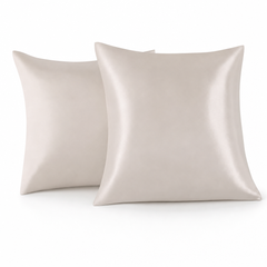 Federe per Cuscino in Raso Set 2 Pezzi - Beige / 65x65 cm