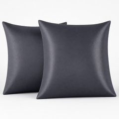 Federe per Cuscino in Raso Set 2 Pezzi - Grigio Scuro / 65x65 cm