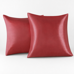 Federe per Cuscino in Raso Set 2 Pezzi - Rosso / 65x65 cm