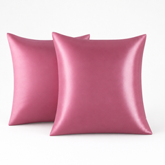 Federe per Cuscino in Raso Set 2 Pezzi - Rosa Scuro / 65x65 cm