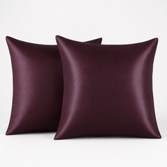 Federe per Cuscino in Raso Set 2 Pezzi - Bordeaux / 65x65 cm