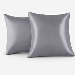 Federe per Cuscino in Raso Set 2 Pezzi - Argento / 65x65 cm