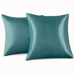 Federe per Cuscino in Raso Set 2 Pezzi - Verde Acqua / 65x65 cm
