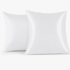 Federe per Cuscino in Raso Set 2 Pezzi - Bianco / 65x65 cm