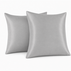 Federe per Cuscino in Raso Set 2 Pezzi - Grigio Chiaro / 65x65 cm