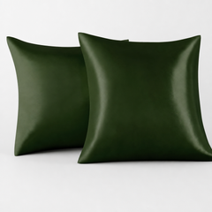 Federe per Cuscino in Raso Set 2 Pezzi - Verde / 65x65 cm