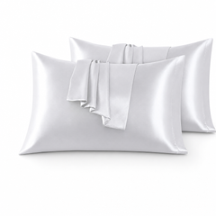 Federe per Cuscino in Raso Set 2 Pezzi - Argento / 40x80 cm