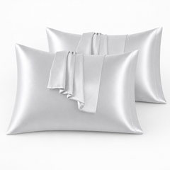 Federe per Cuscino in Raso Set 2 Pezzi - Grigio / 40x80 cm