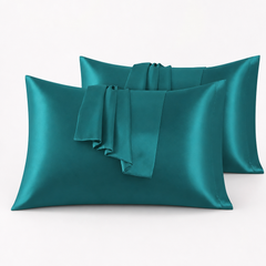 Federe per Cuscino in Raso Set 2 Pezzi - Verde Acqua / 40x80 cm