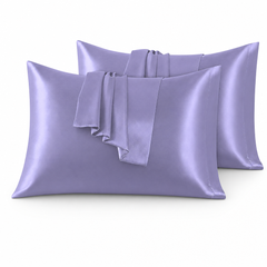 Federe per Cuscino in Raso Set 2 Pezzi - Lilla / 40x80 cm