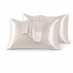 Federe per Cuscino in Raso Set 2 Pezzi - Beige / 40x80 cm