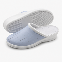 Ciabatte Sanitarie Anatomiche in Pelle - Celeste Donna / 40 EU
