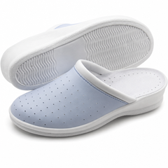 Ciabatte Sanitarie Anatomiche in Pelle - Celeste Donna / 37 EU