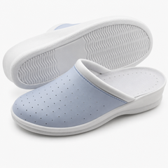 Ciabatte Sanitarie Anatomiche in Pelle - Celeste Donna / 36 EU