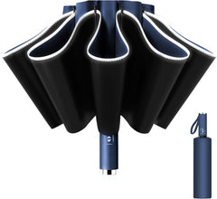 Ombrello Pieghevole Antivento Compatto - Blu Navy