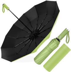 Ombrello Pieghevole Antivento Compatto - Verde Chiaro