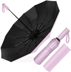 Ombrello Pieghevole Antivento Compatto - Rosa Chiaro