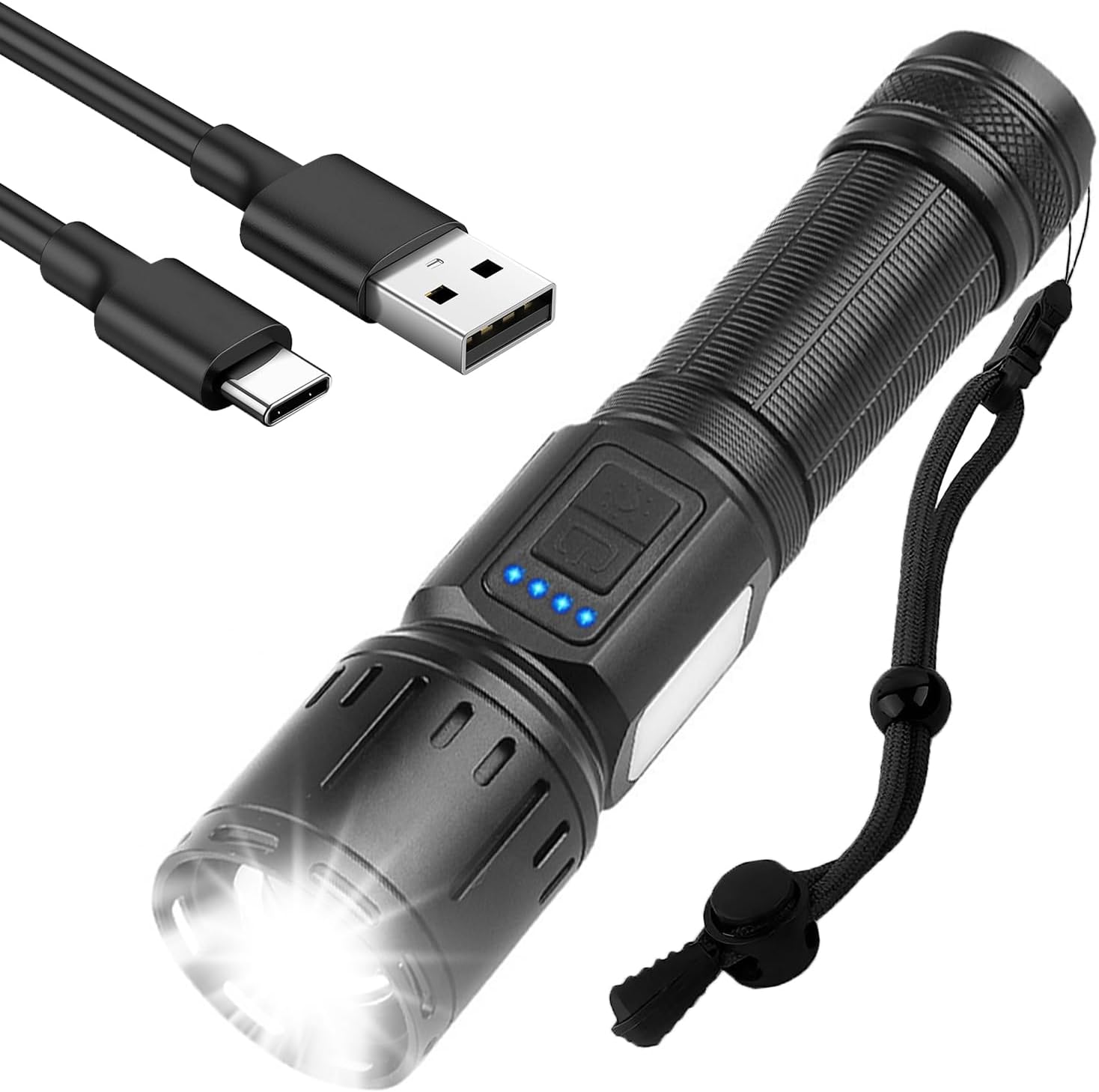 Torcia LED Ricaricabile Compatta - Nero