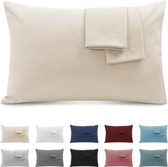 Federe per Cuscino in Microfibra con Zip - Beige / 50x90