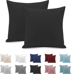 Federe per Cuscino in Microfibra con Zip - Nero / 65x65