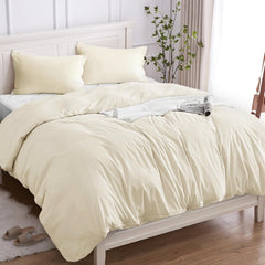 Set Copripiumino in Cotone con Federa - Beige Chiaro / 140x200 / 50