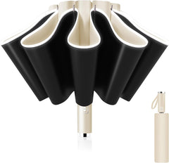 Ombrello Pieghevole Antivento Compatto - Beige