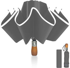 Ombrello Pieghevole Antivento Compatto - Grigio