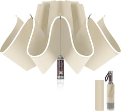 Ombrello Pieghevole Antivento Compatto - Beige