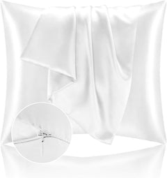 Federe per Cuscino in Raso con Zip - Bianco / 65x65cm