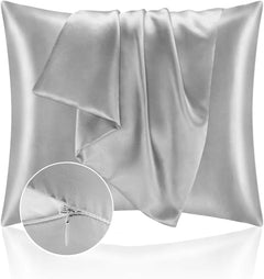 Federe per Cuscino in Raso con Zip - Grigio Scuro / 65x65cm