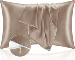 Federe per Cuscino in Raso con Zip - Nocciola / 50x90cm