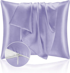 Federe per Cuscino in Raso con Zip - Lilla / 65x65cm