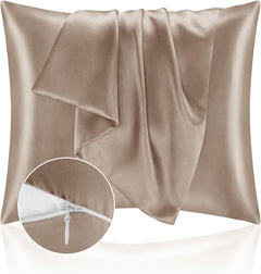 Federe per Cuscino in Raso con Zip - Nocciola / 65x65cm