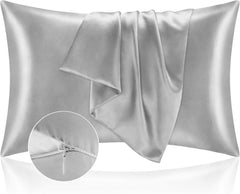 Federe per Cuscino in Raso con Zip - Argento / 50x90cm