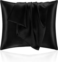 Federe per Cuscino in Raso con Zip - Nero / 65x65cm