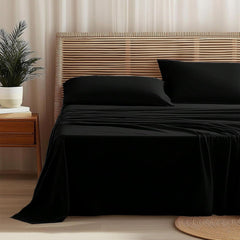 Completo Letto Leggero in Microfibra - Nero / 140x190/200 cm