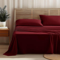 Completo Letto Leggero in Microfibra - Bordeaux / 140x190/200 cm